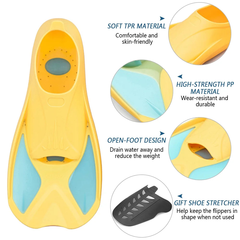 Kids Short Swim Fins for Snorkeling Training W248