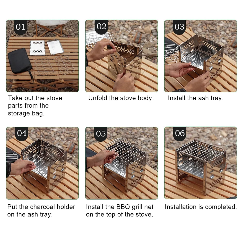 Portable Folding Stainless Steel Camping Stove E1503