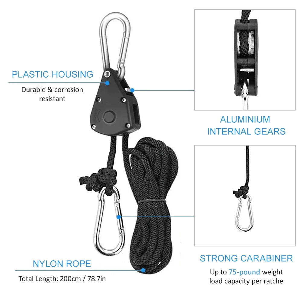 8pcs Heavy Duty Pulley Ratchets Rope Clip Hanger Set V830816