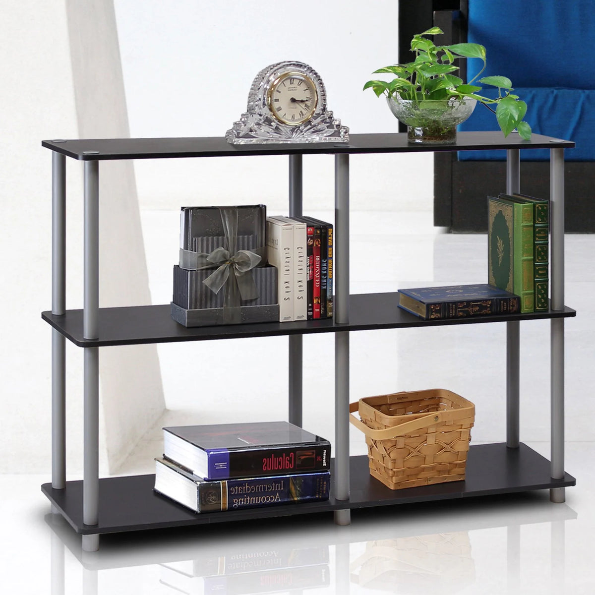 3-Tier Double Size Storage Display Rack in Black/Gray E937