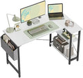47 Inch Small L Shaped Computer Desk with Shelves White U2141