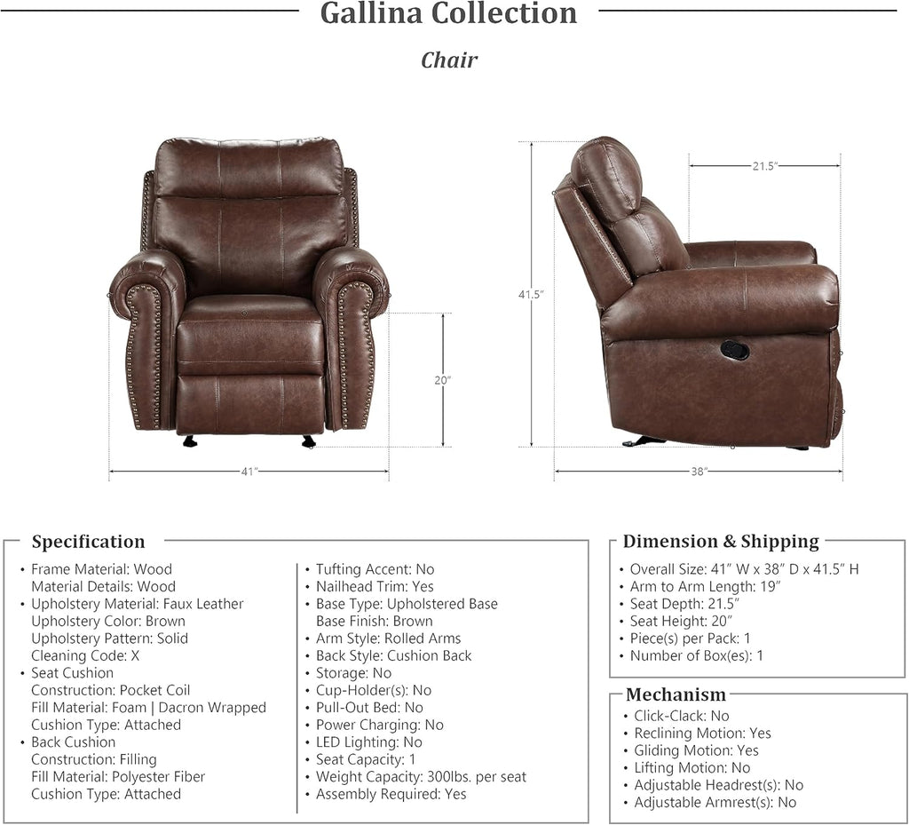 Brown Glider Recliner T150288