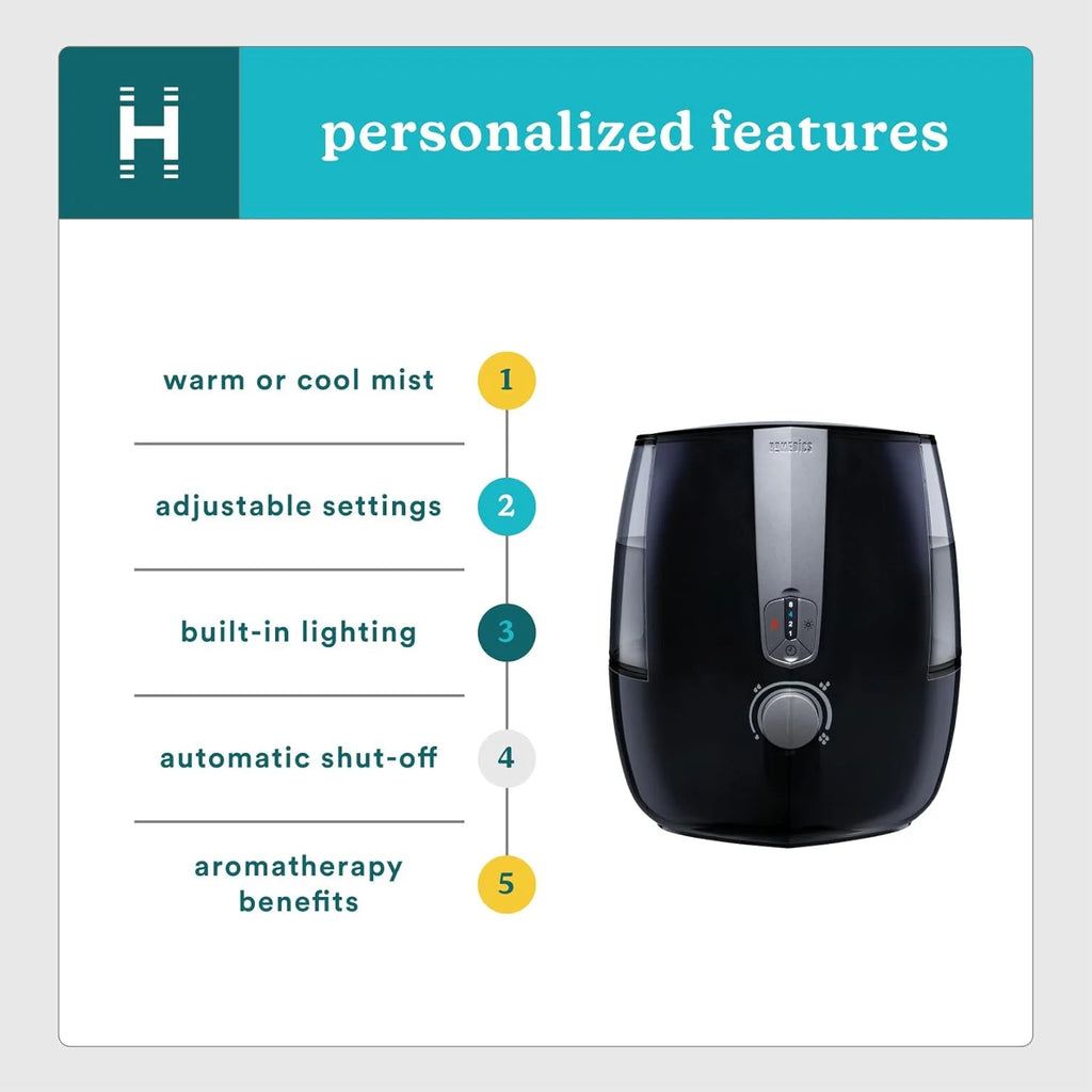 Ultrasonic Air Humidifier, 5.3L Water Tank with Warm and Cool Mist S330