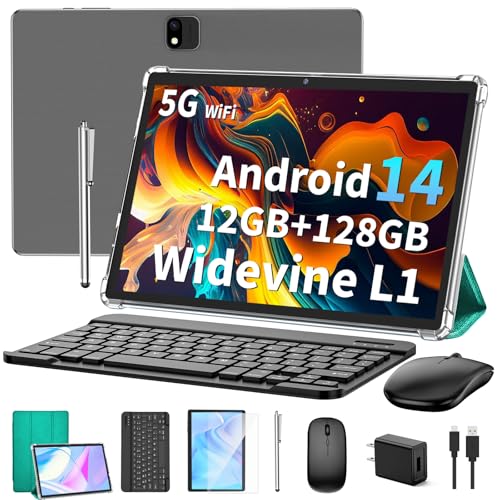 Android 14 Tablet with Keyboard, 12GB RAM, 128GB Storage, 10 Inch 2-in-1 Tablet X812