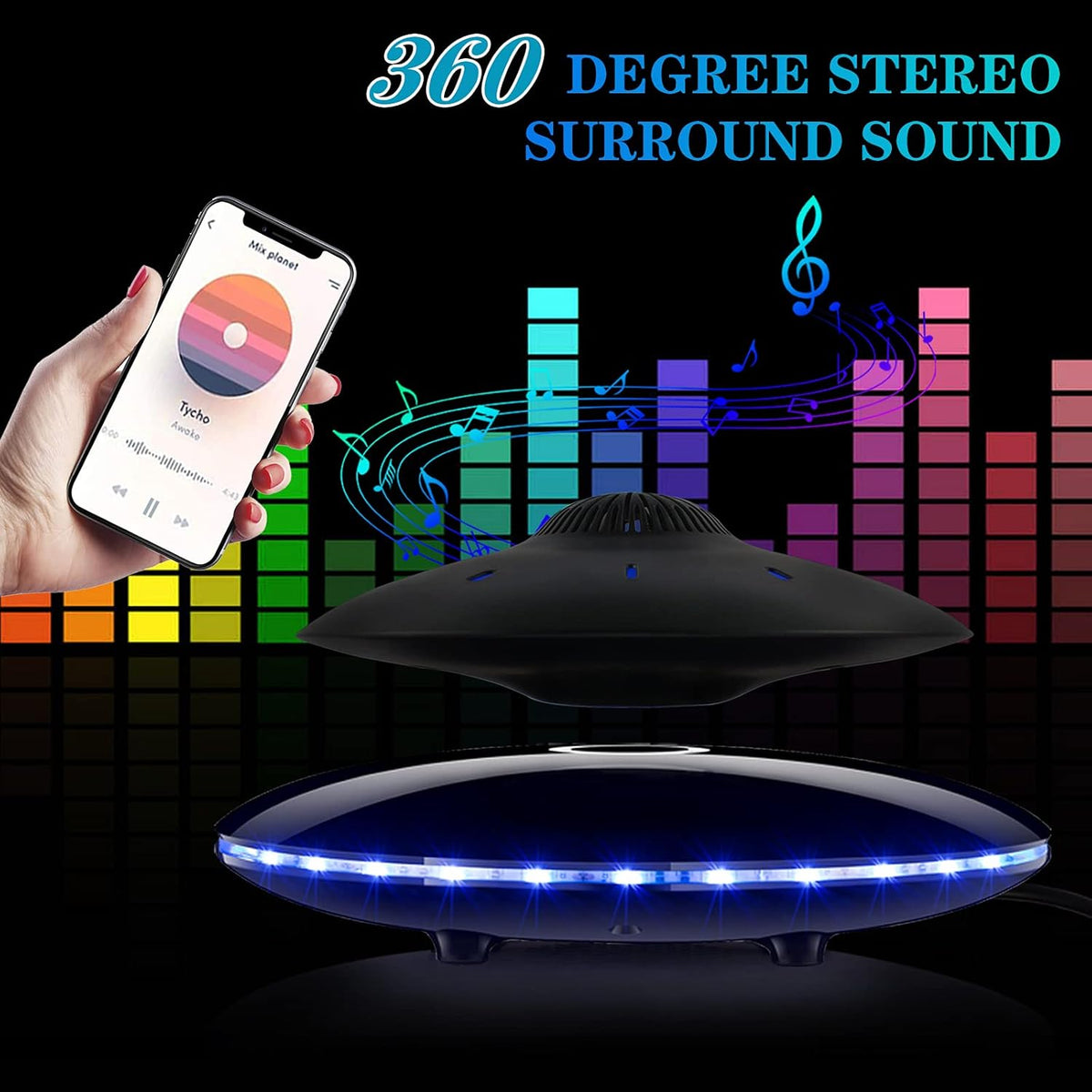 Magnetic Levitating Bluetooth Speaker with LED Lights Base E781918