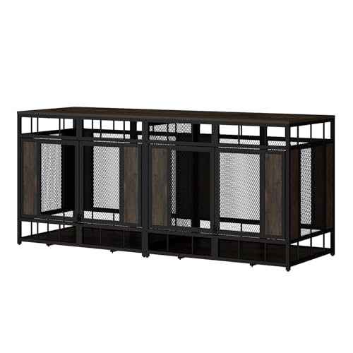 71" Heavy Duty Wood Dog Crate with Removable Divider W4876