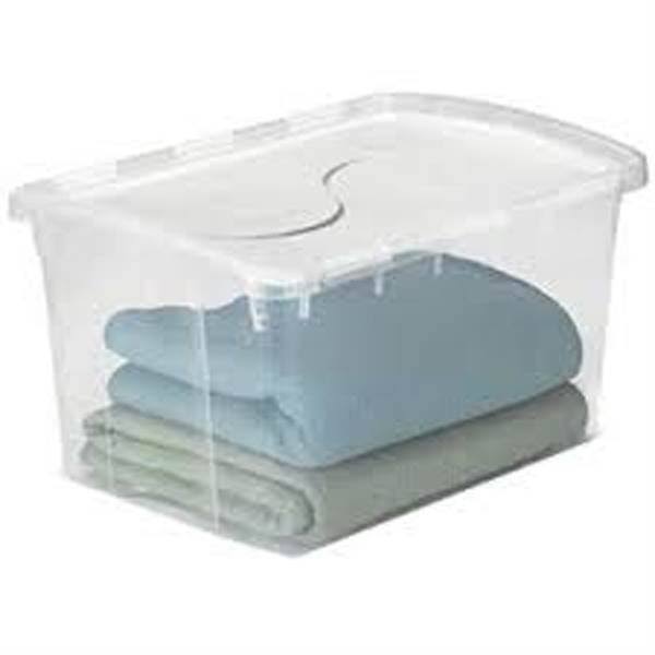 48 Quart Clear Hinged Lid Storage Box Tote (30 Pack) R64645