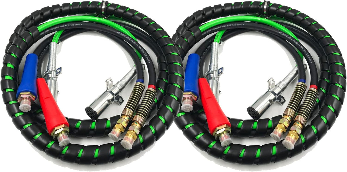 15Ft 3 in 1 ABS & Air Power Line Hose Wrap 7 Way Electrical Cable Assembly with Handle Grip L796877