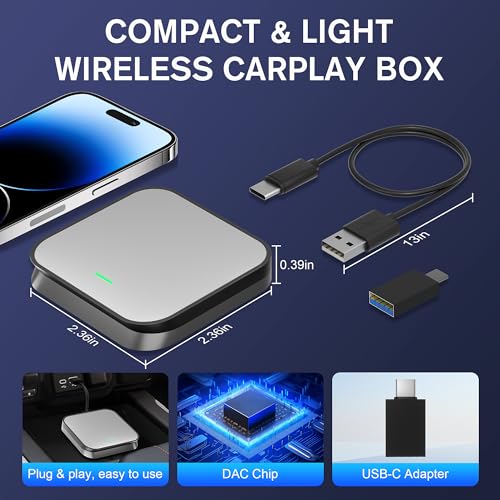 Grey Wireless Carplay Adapter with USB C Receiver R181