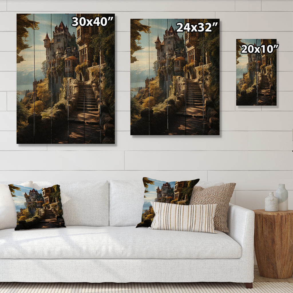 Natural Pine Wood Cityscapes Print Z41554