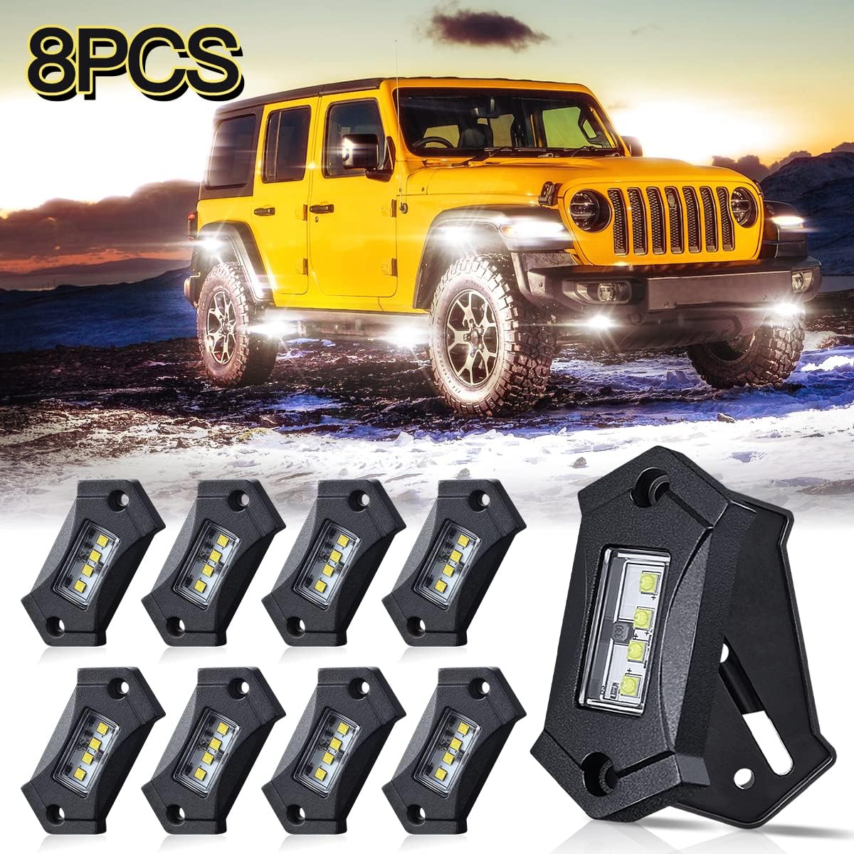 White LED Rock Lights 12 Pods Waterproof U4873
