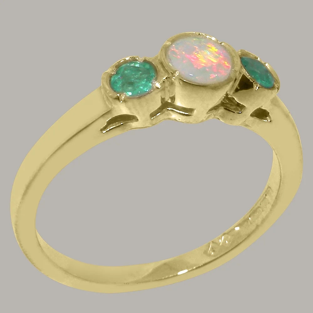 9k Yellow Gold Opal Emerald Ring J26657