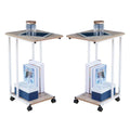 Oak White Wood Metal End C Table Set of 2 V3627
