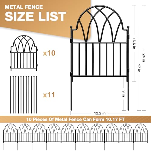 Arched Metal Fence Panel 24 in x 10.17ft No Dig Animal Barrier W87371