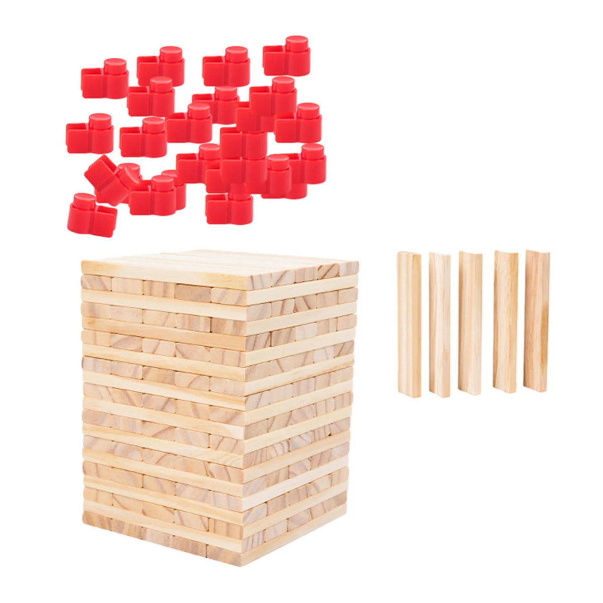 100 Pieces Wooden Blocks Stacking Game Building Kits Board Games W11086