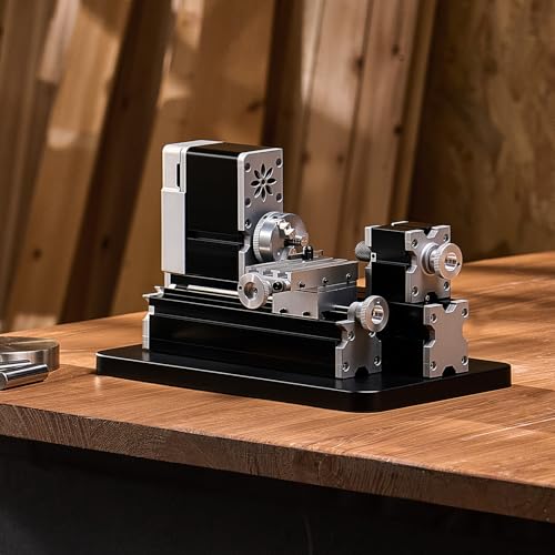 Mini Metal Lathe Machine, 2.76 x 5.12 in, 36W Power, 20,000 RPM Speed, with 3-jaw Chuck, Aluminum Alloy Handwheel L505134