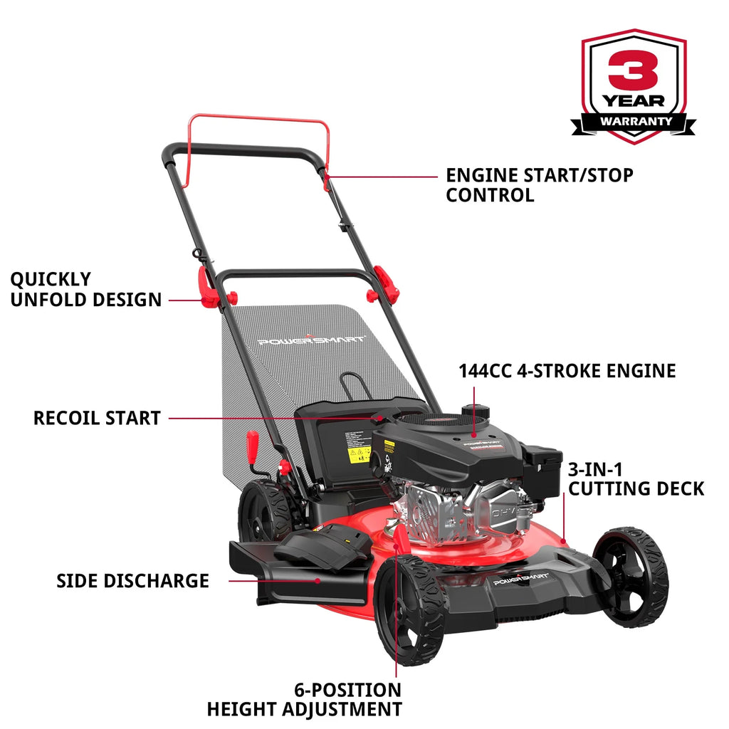 Gas Push Lawn Mower 21-inch 3-in-1 144cc Engine U228