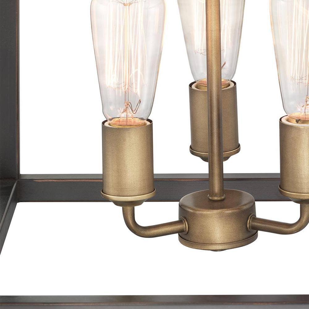 3-Light Vintage Brass Chandelier U964900