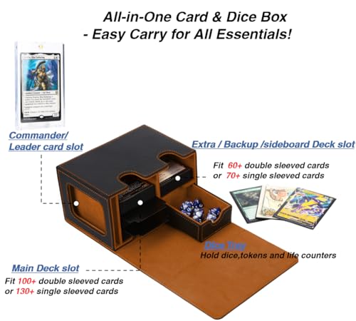 Black Green Trading Card Deck Box with Dice Tray and 2 Dividers X603982