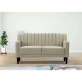 Beige Velvet Square Arms Loveseat P344