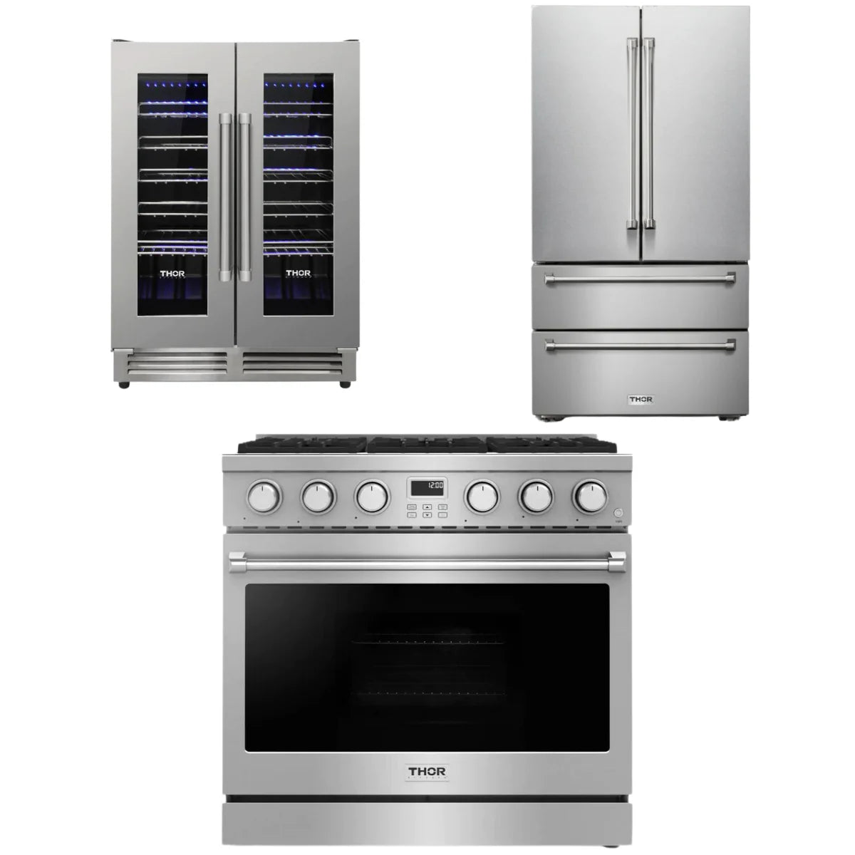 36 Gas Range, Refrigerator and Wine Cooler Z190355