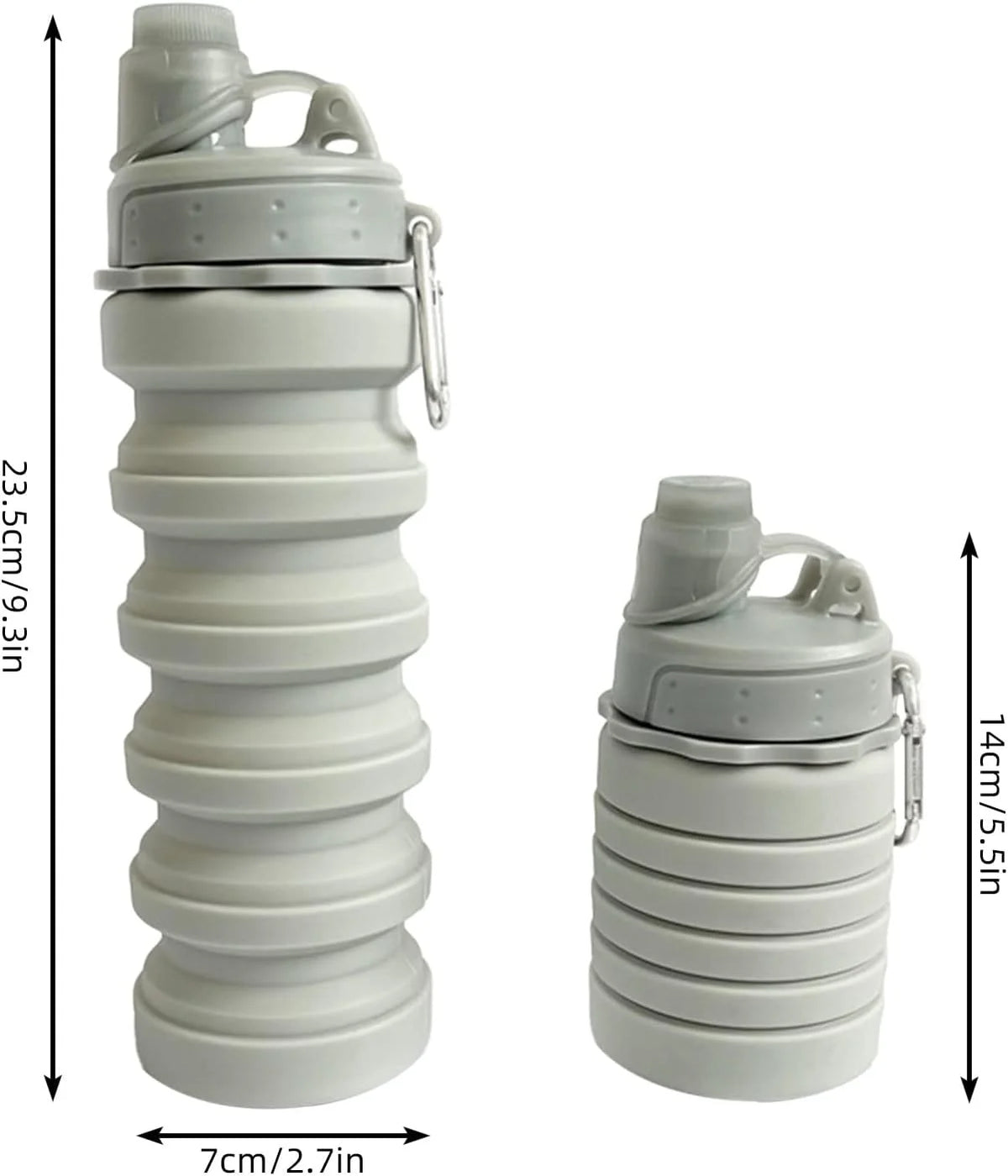 Collapsible Silicone Travel Water Bottle with Carabiner J89177