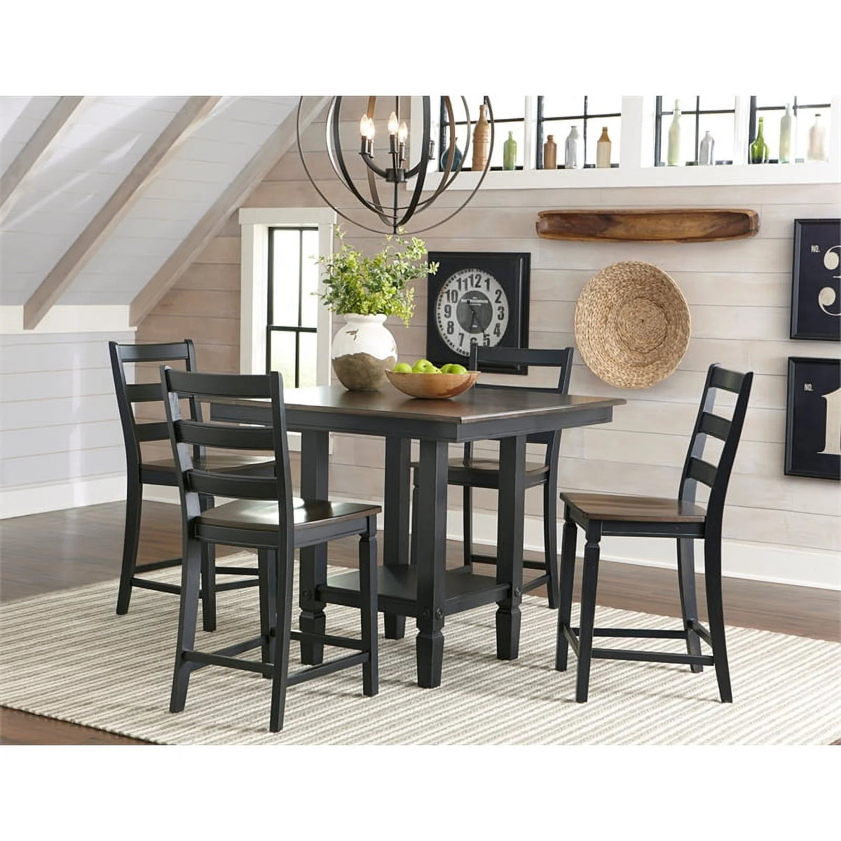 Black Wood Ladder Back Barstool Set of 2 H3765