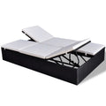 Double Chaise Lounge Chair 2-Person Poly Rattan Sun Lounger with Adjustable Cushion E867907