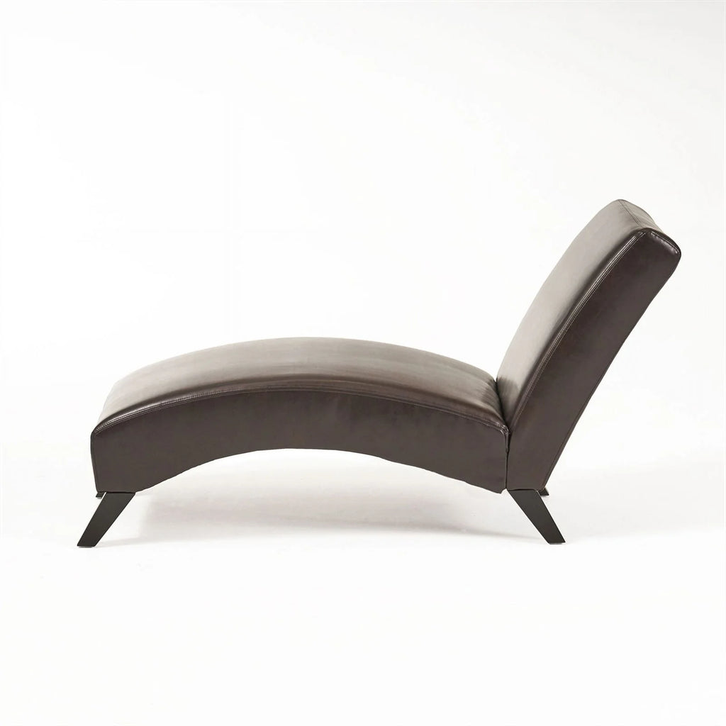 Brown Bonded Faux Leather Chaise Lounge J5083