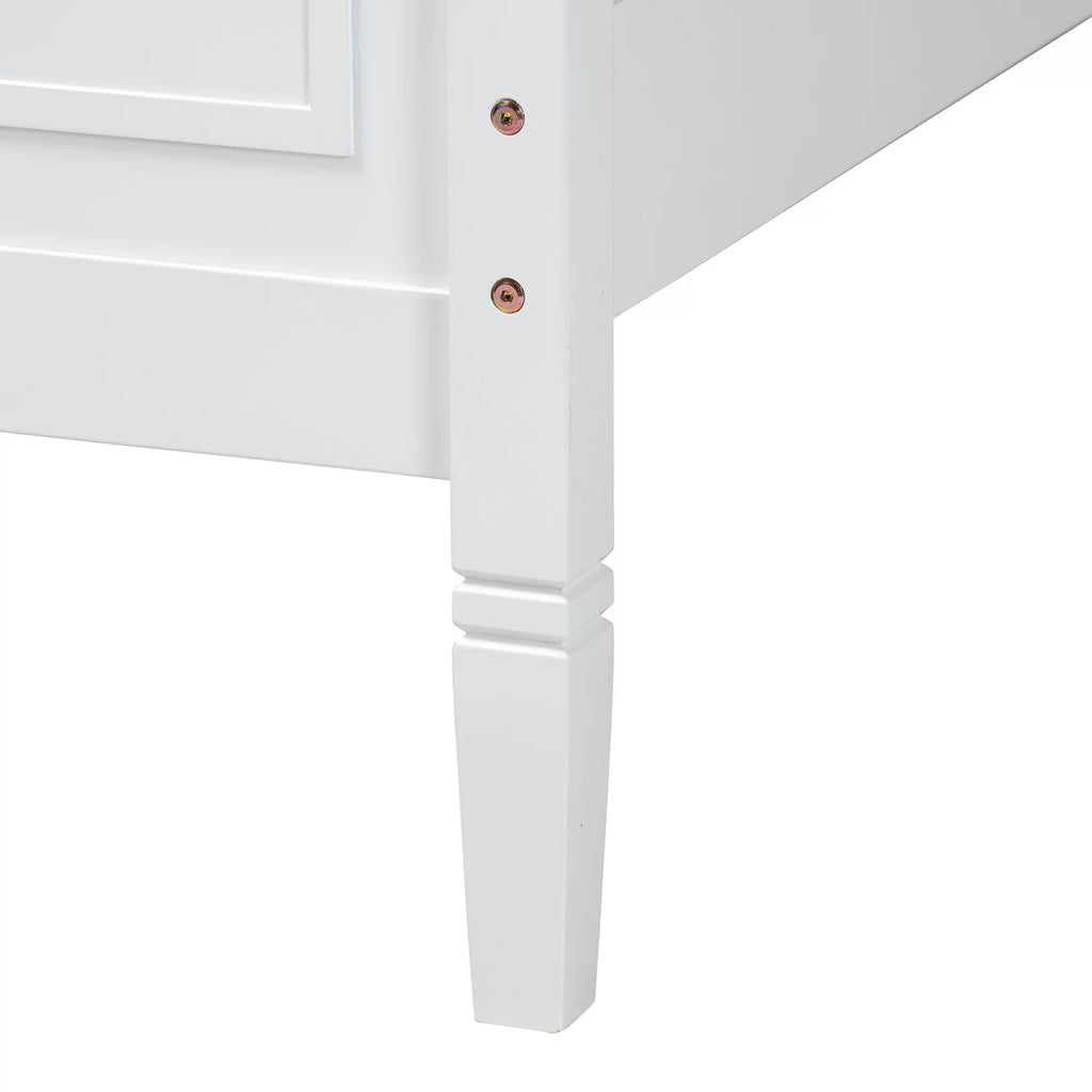White Wood Queen Size Platform Bed W6971