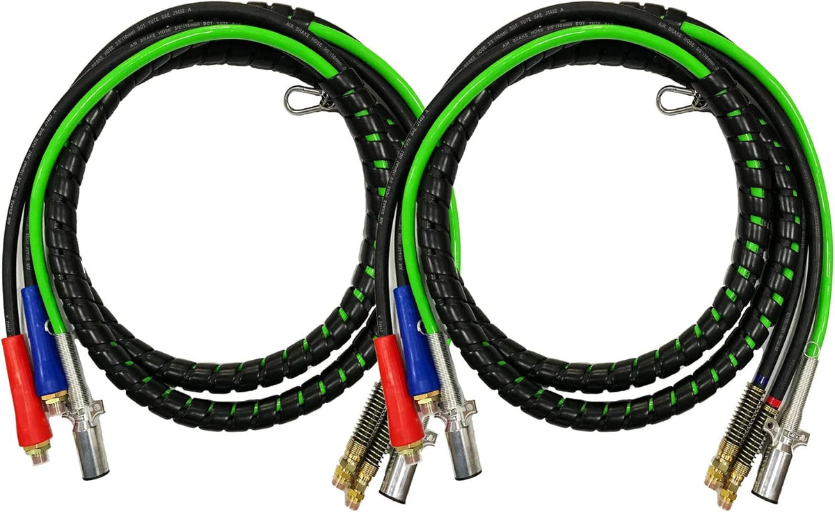 15Ft 3 in 1 ABS & Air Power Line Hose Wrap 7 Way Electrical Cable Assembly with Handle Grip L796877