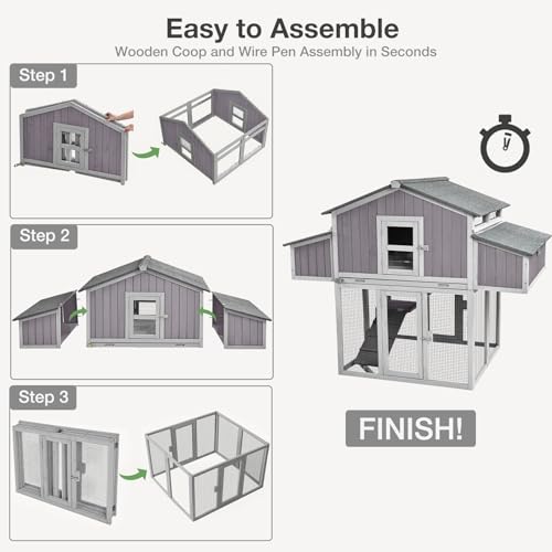 Large Folding Chicken Coop with Nesting Box and Tray J429550