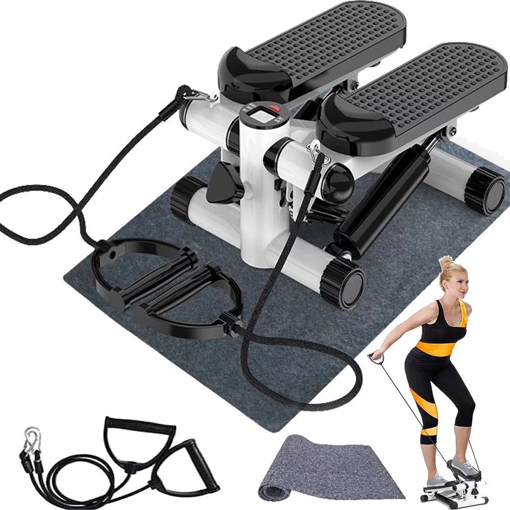 Mini Stepper with LCD, Resistance Bands & Calories Count, Black Q3498