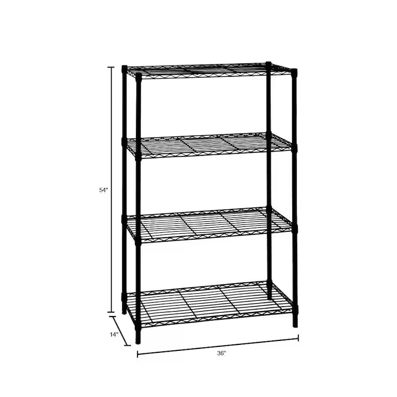 4-Tier Black Steel Wire Shelving Unit A85814