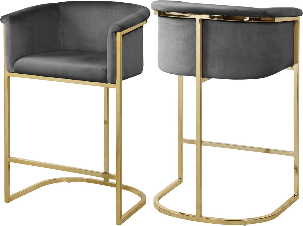 Grey Velvet Stool S7685