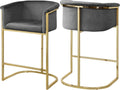 Grey Velvet Stool S7685
