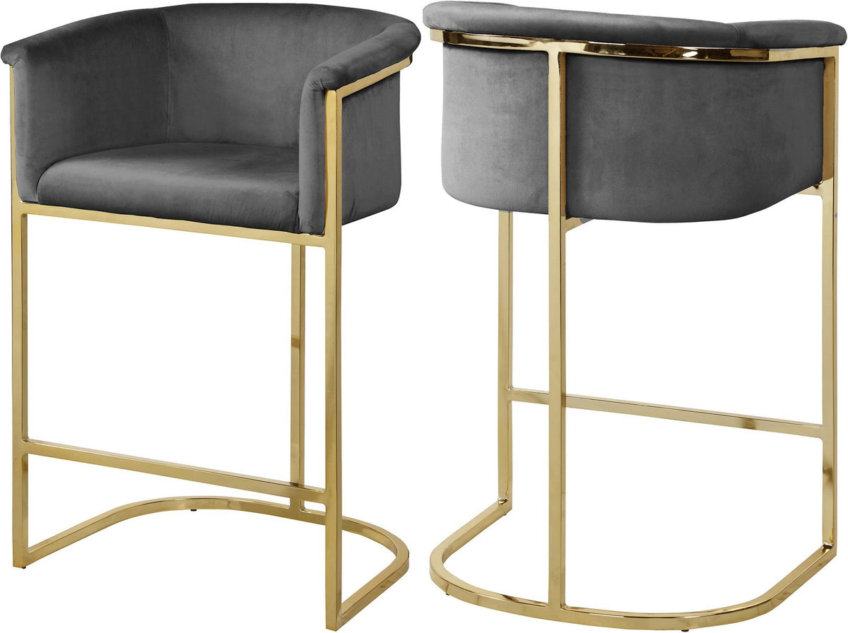 Grey Velvet Stool S7685