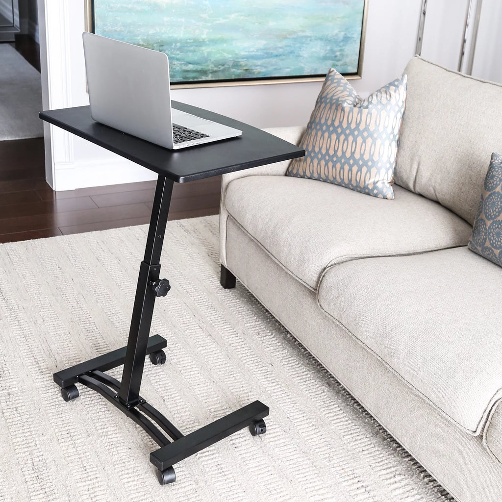 Black Height Adjustable Mobile Laptop Cart Desk with Wheels Q959