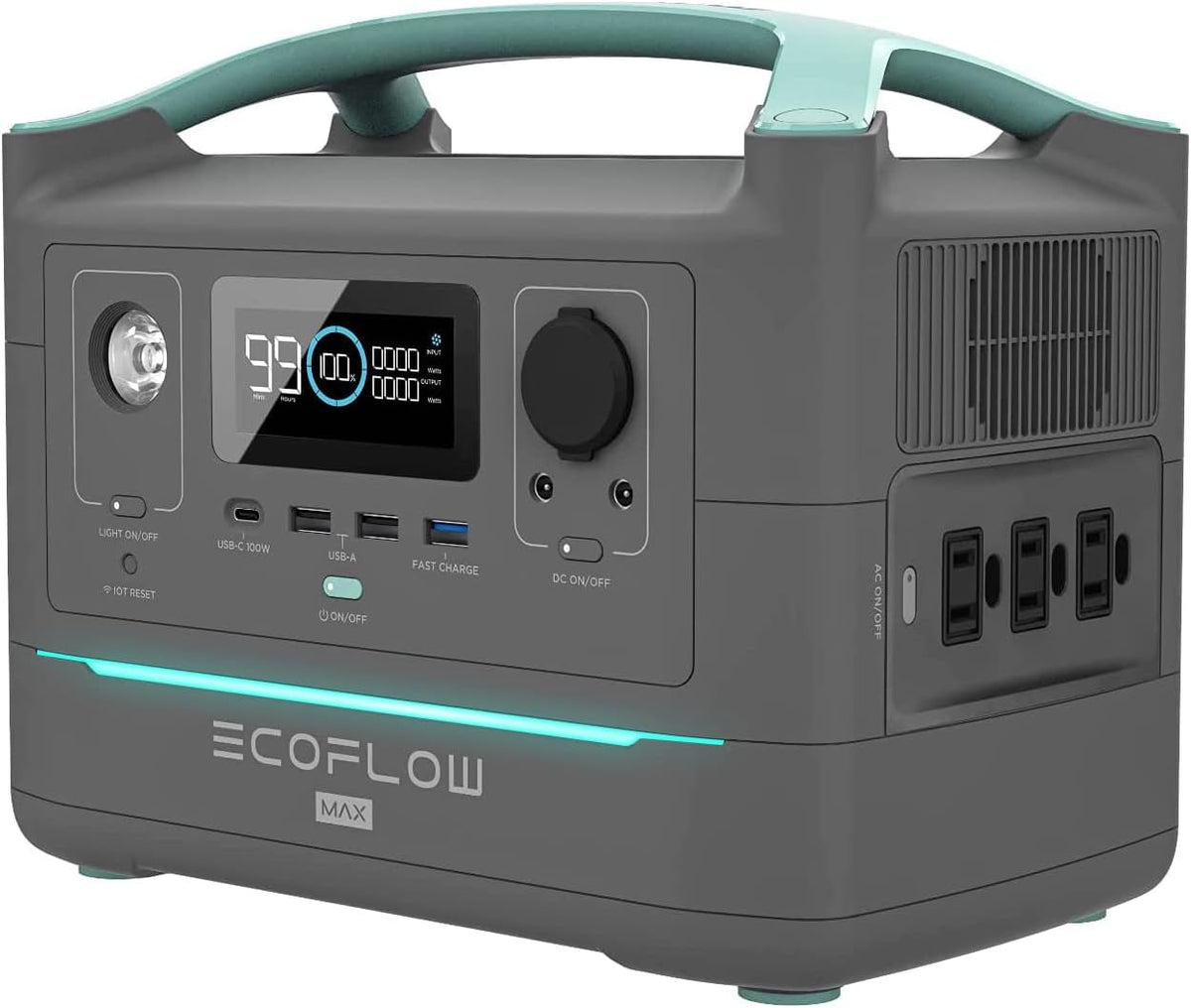 Portable Power Station 576Wh 3 x 600W AC Outlets Solar Generator M9916