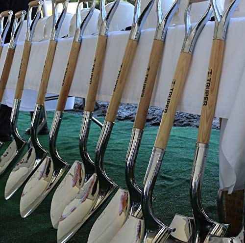 Polished Chrome Ceremonial Shovel with Steel/Wood D-Handle, 44.5-Inch, 6-Pack Z470352