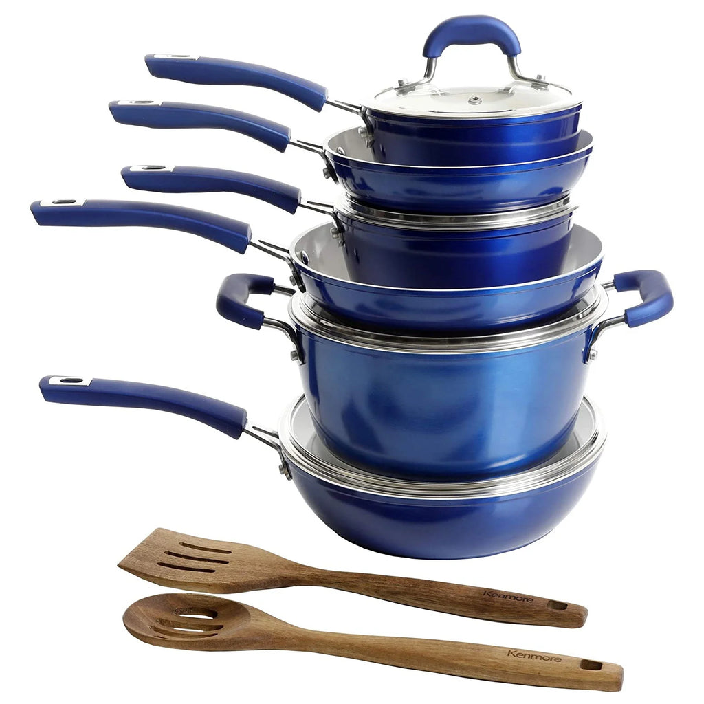 12 Piece Nonstick Ceramic Cookware Set, Blue Z41500
