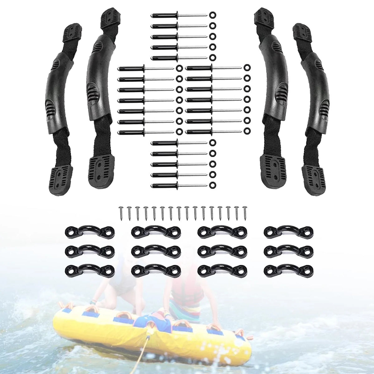 Black Kayak Carry Handles with Screws Pad Eye A507