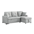 Gray Linen Reversible Sleeper Sectional Sofa with Storage Chaise T182731