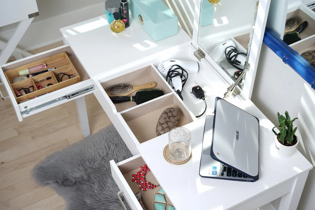 White Rectangle Writing Desk with Drawer L5519