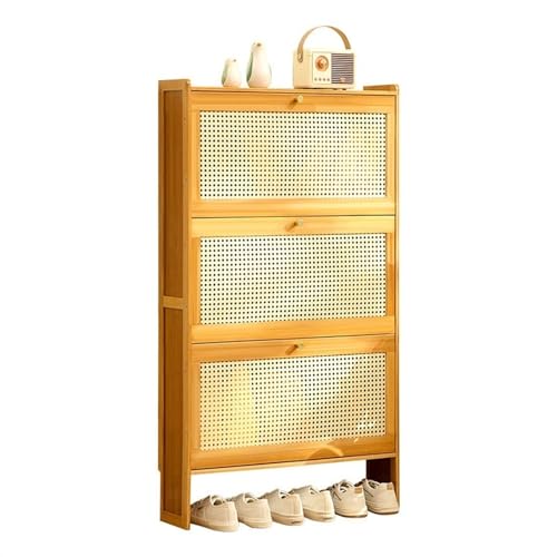 Slim Bamboo Shoe Storage Cabinet with Flip Drawers B911