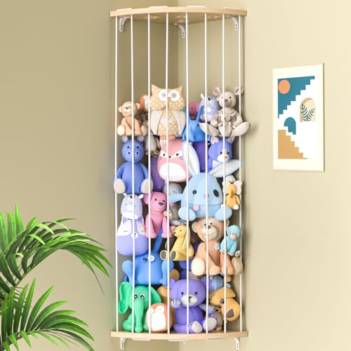 Wood Corner Stuffed Animal Storage Organizer with Star Pattern U568825