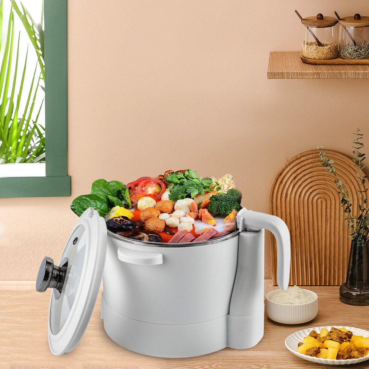 3-in-1 Electric Hot Pot Steamer with Steaming Basket E213