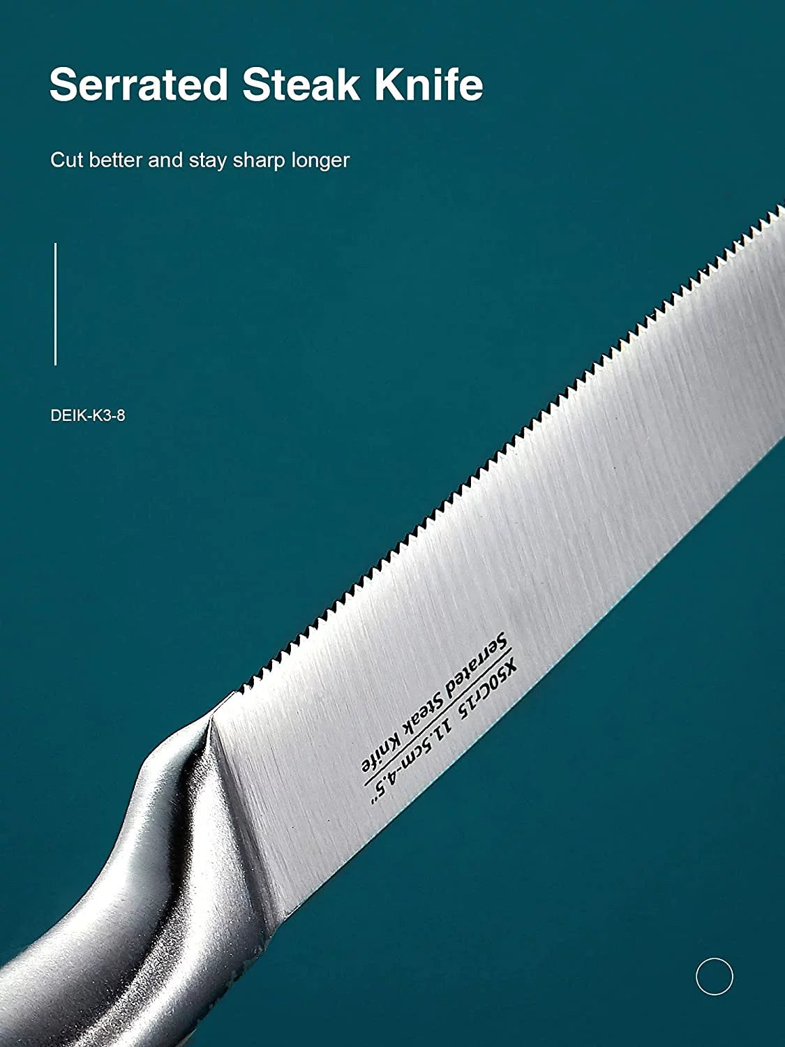 Serrated Stainless Steel Steak Knives Set of 8 D430