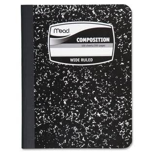 Composition Book, Wide Ruled, 100 Sheets, 7-1/2x9-3/4, Black C48169