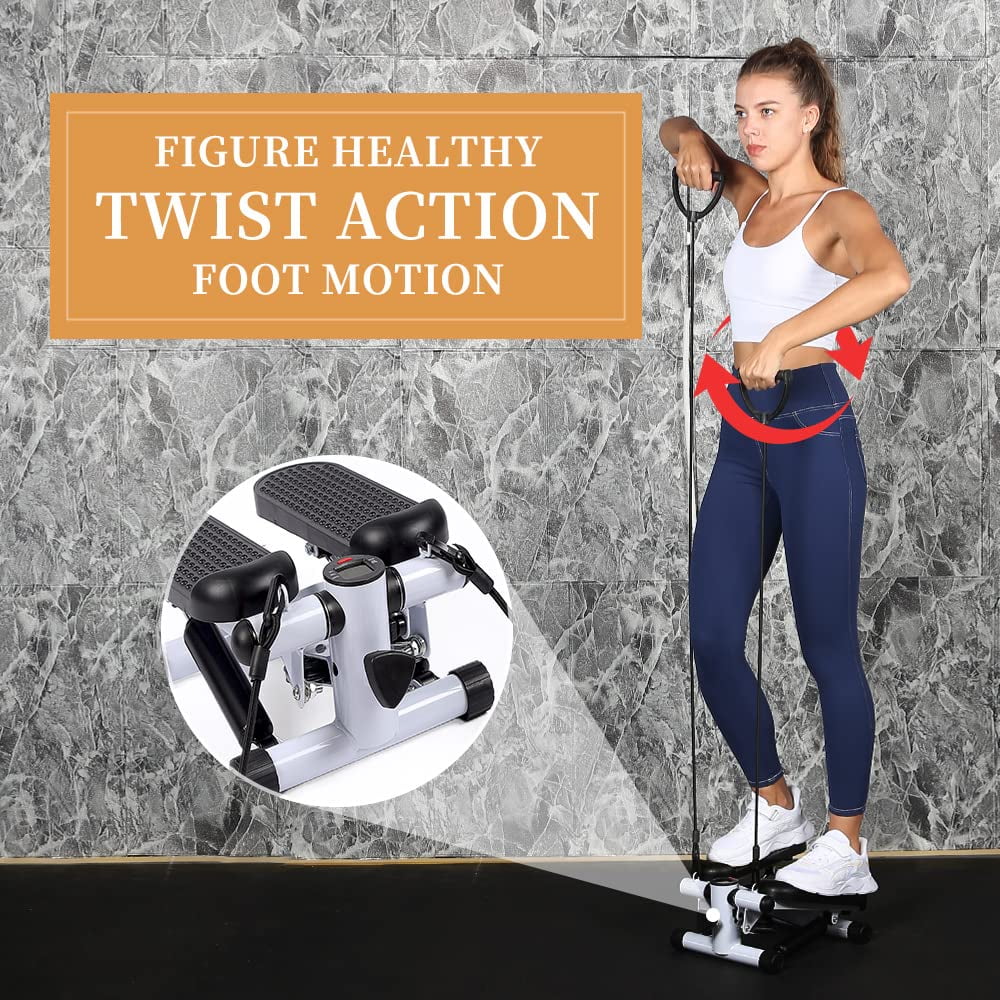 Mini Stepper with LCD, Resistance Bands & Calories Count, Black Q3498